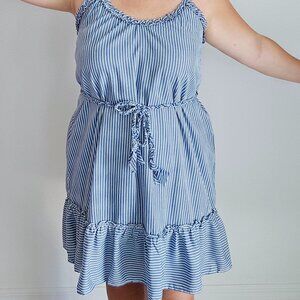 Brinley Braided Tie Ruffle Cami Dress - Royal Blue